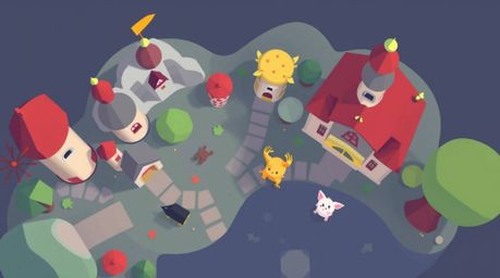 Explore a whimsical fantasy kingdom rendered in a modern flat design, showcasing a bird's-eye perspective of a two-dimensiona