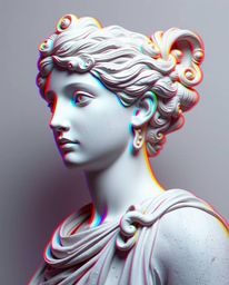 Discover adorable, charming classical sculptures infused with a vibrant glitch effect.  This digital art showcases a unique b