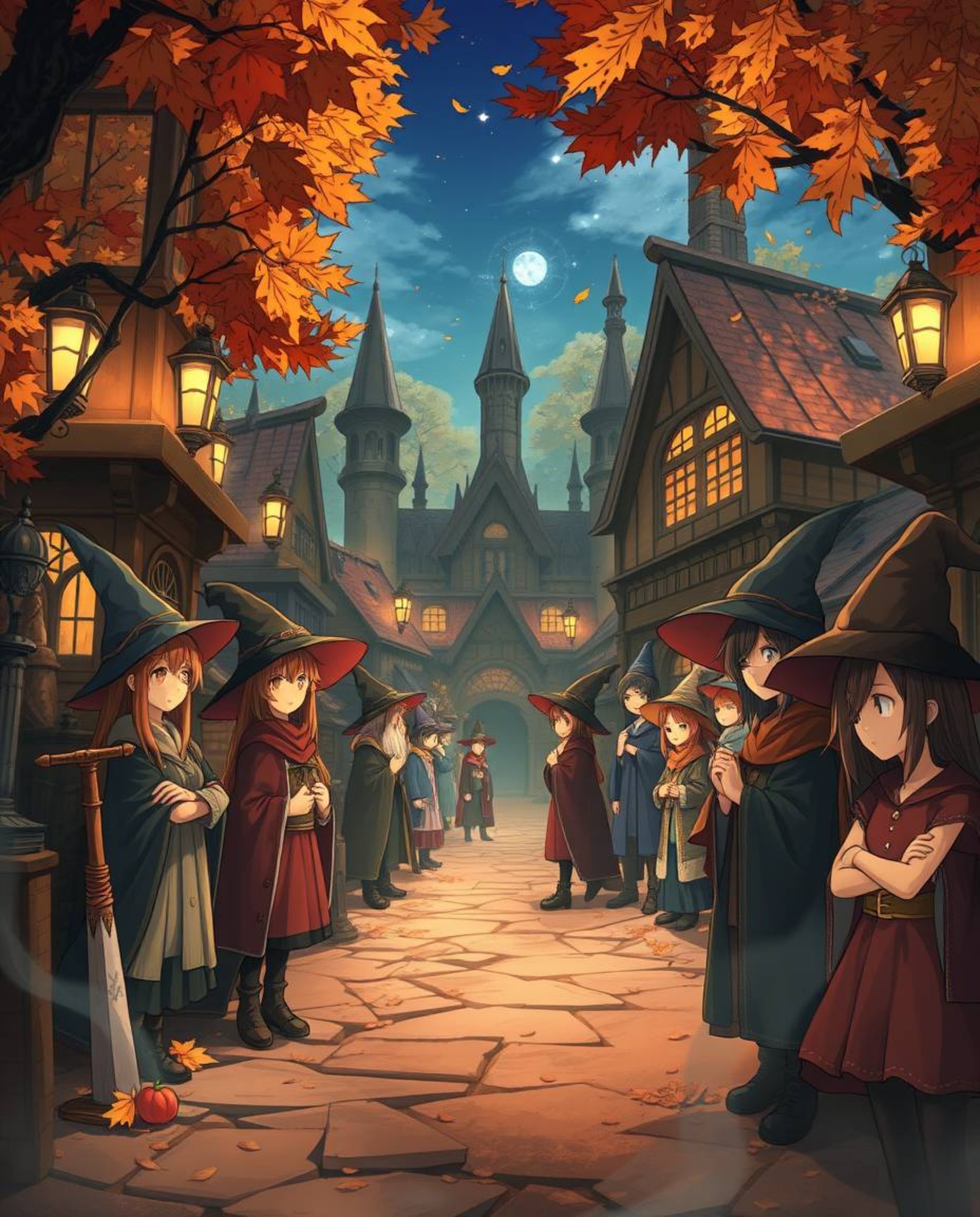 Immerse yourself in the warm, earthy tones of an isekai anime depicting a magical school brimming with young wizards.  This e