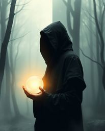 Explore a captivating digital art piece featuring a distinct split composition and a soft, dreamy atmosphere. A cloaked figur