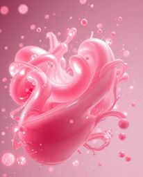 This surreal digital rendering features mesmerizing glassy fluid 3D shapes in constant motion, bathed in infrared tones.  Glo