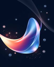 Explore a modern and minimalist flat design featuring captivating glassy, fluid 3D shapes in dynamic motion, surrounded by a 