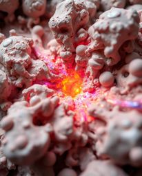 Experience the breathtaking beauty of colliding galaxies in extreme macro close-up, depicted as a stunning cosmic explosion o