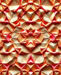 A stunning piece of art featuring sculpted and textured layers of papier-mâché, seamlessly forming a geometric pattern of hex