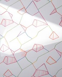 This hand-drawn sketch features a mesmerizing seamless geometric pattern composed of hexagons and triangles, illuminated by a