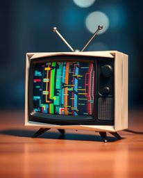 A captivating image showcasing an intricate origami-style TV screen with a mesmerizing RGB separated glitch static effect.  T