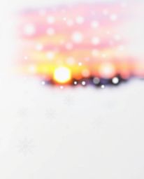 A unique hand-drawn sketch captures snowflakes falling during a vibrant sunset, enhanced by a beautiful blurred bokeh effect.