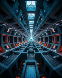 This architectural photograph captures a mind-bending scene of repetitive cube patterns in Escher-style impossible geometry. 