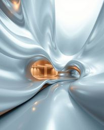 Explore the captivating world of precise architectural photography showcasing dynamic, smooth 3D fluid shapes adorned with me