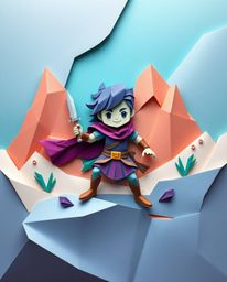 A brave hero embarks on a thrilling desert adventure, rendered in a stunning origami style reminiscent of Disney animation.  