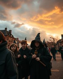 Explore the captivating blend of candid street photography and the enchanting world of young wizards in an urban setting. Wit