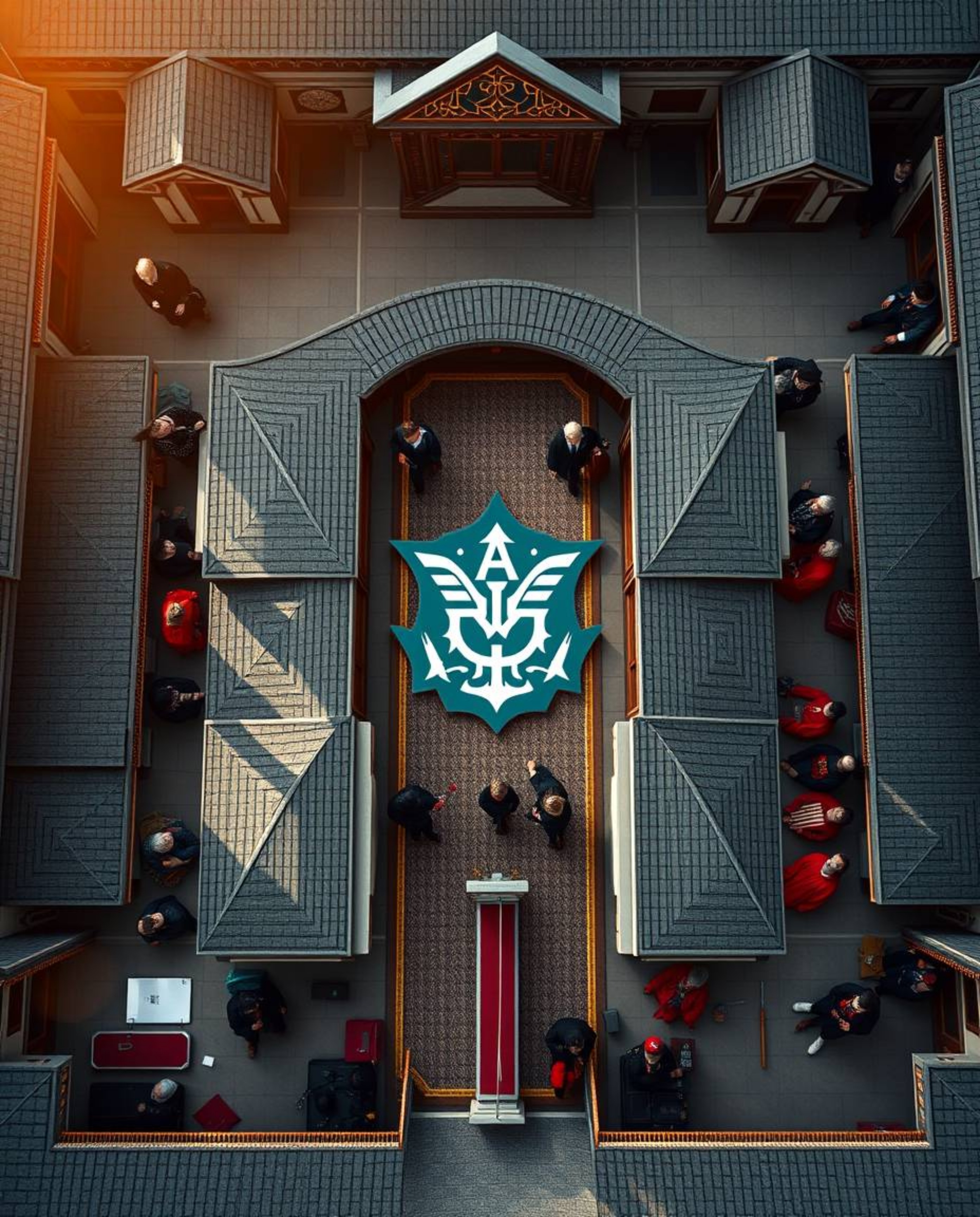 Experience a breathtaking overhead bird's eye view of a magical school teeming with young wizards. The school boasts a luxuri