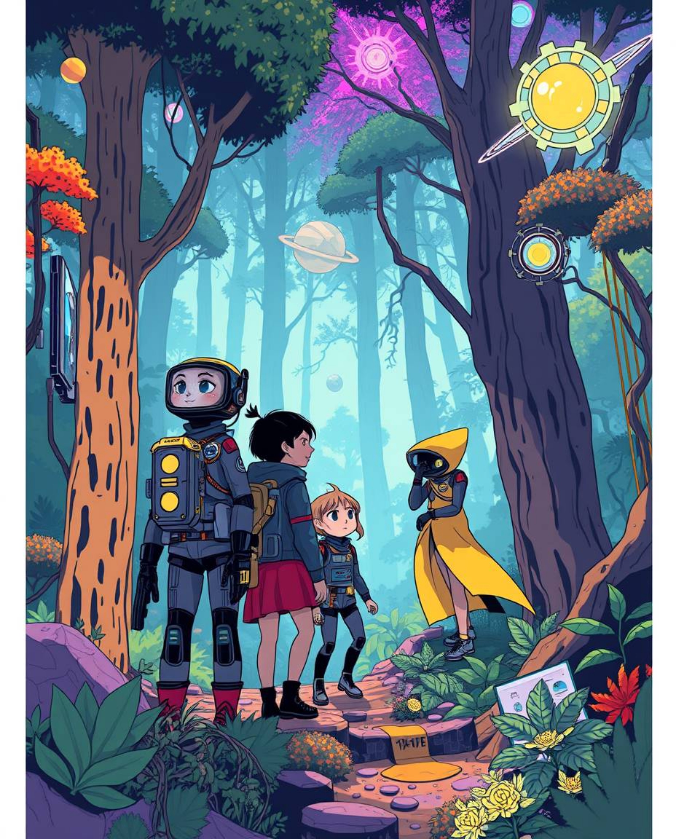 Embark on a vibrant, futuristic adventure with a group of friends possessing unique powers and advanced technological feature