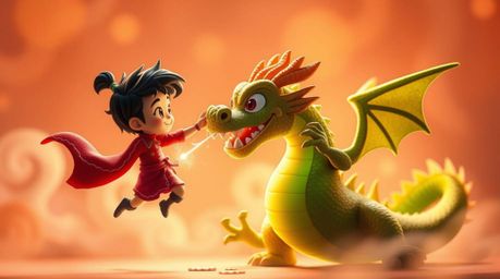 Explore a captivating blend of creative light art and unusual fine art, featuring a charming prince battling a dragon in the 