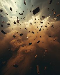 Experience a surreal storm rendered with intense dramatic lighting and natural earth tones.  This captivating scene features 