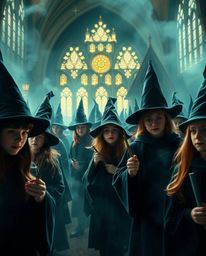 Enter a world of wonder at a magical school teeming with young wizards. This scene is rendered in a soft, cinematic haze, bat
