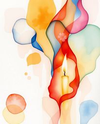 A delicate watercolor painting showcasing colorful 3D fluid shapes interacting gracefully with geometric forms. This abstract