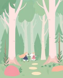 This captivating artwork features a modern flat design with soft pastel colors, depicting a group of friends with unique powe
