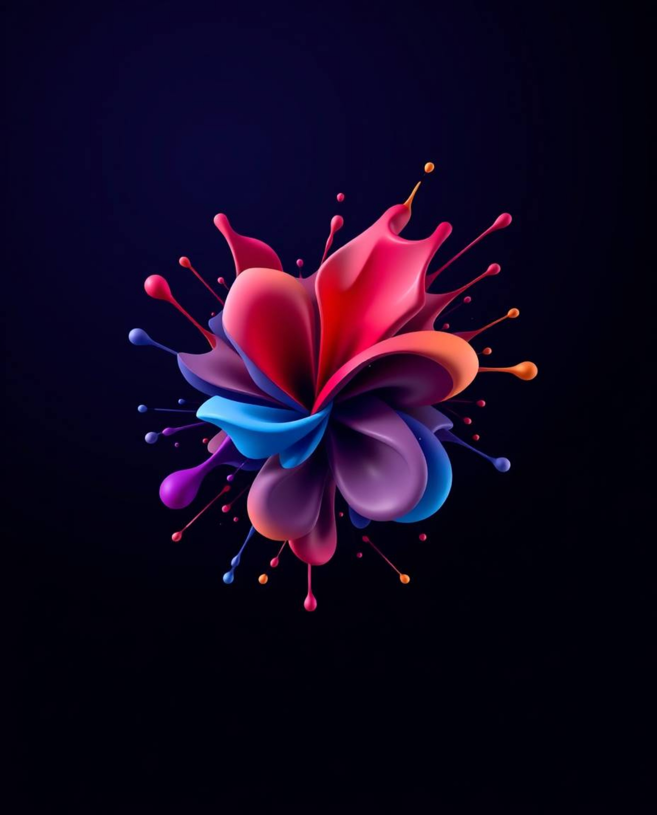 This captivating logo design features a rich burgundy and deep blue color palette, showcasing abstract 3D colorful splash sha
