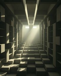 Explore a surreal landscape where soft, dreamy atmospheres collide with the stark contrast of hard light.  Repetitive cube pa