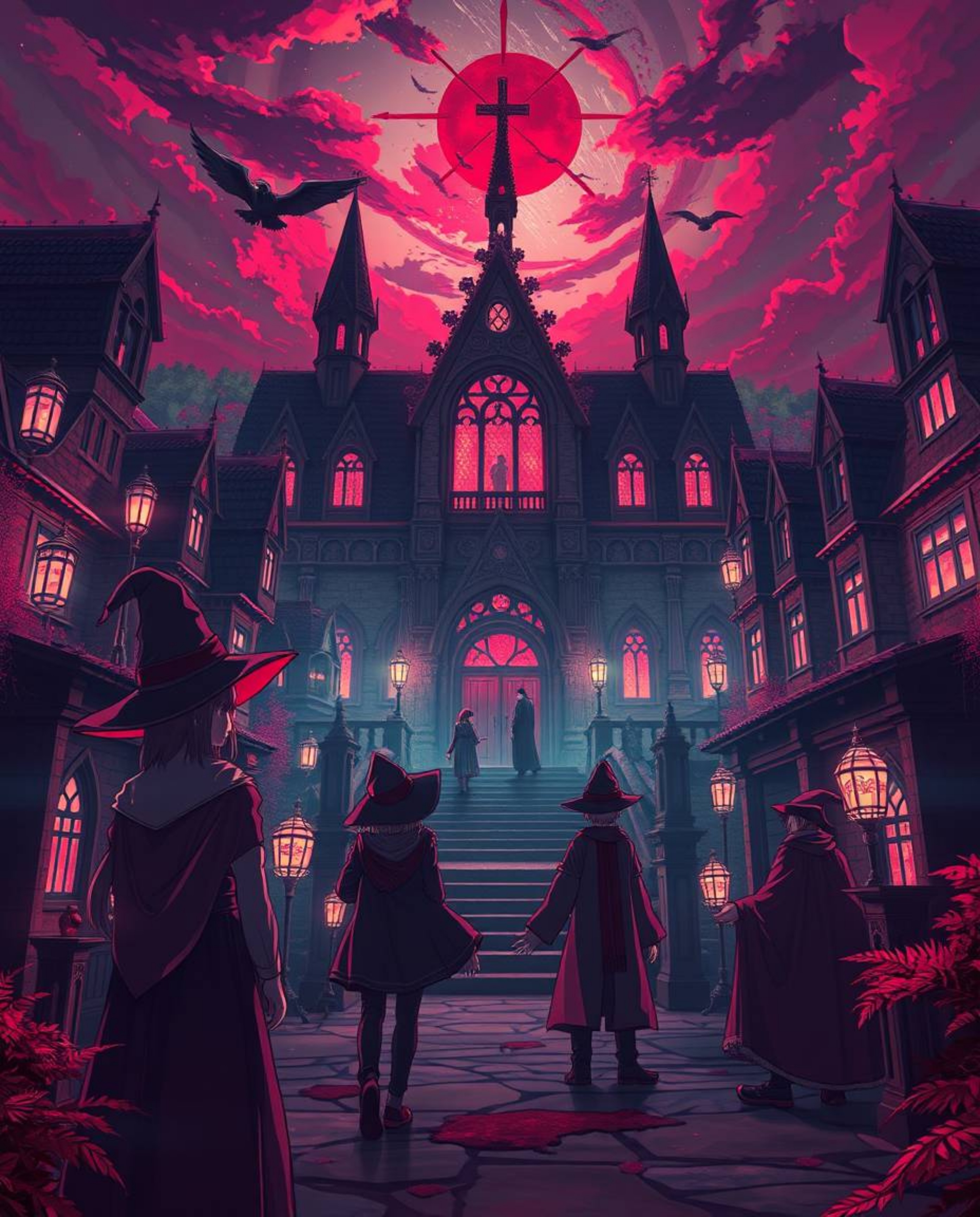 Explore a captivating isekai anime world set within a magical school teeming with young wizards. This surreal scene is render
