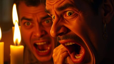 Experience a hilariously outrageous moment captured in extreme close-up. This gross-out comedy scene features wildly exaggera