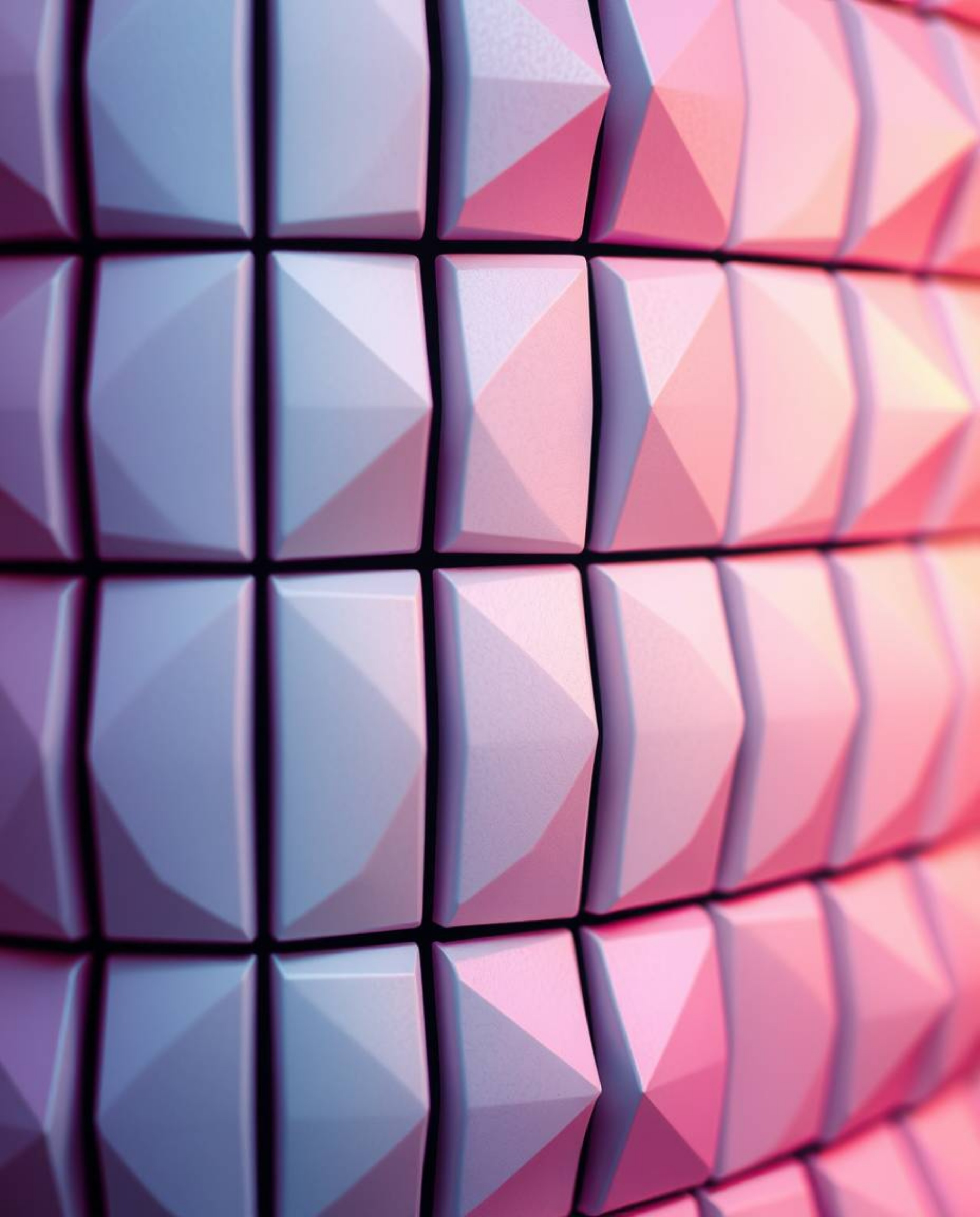This tight close-up shot showcases a geometric pattern wallpaper featuring a beautiful blend of pastel gradients in a futuris