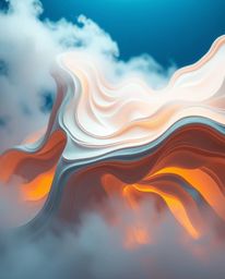 Explore the captivating world of layered papier-mâché art, showcasing futuristic 3D fluid shapes with glowing edges set again