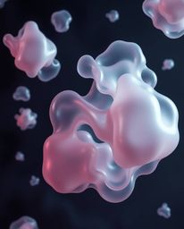This stunning 3D render showcases fluid organic blobs gracefully floating in space, rendered with translucent materials to cr