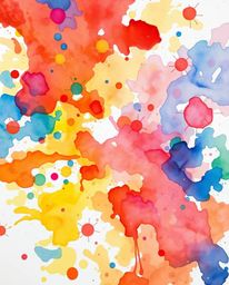 A captivating overhead watercolor painting showcases vibrant, colorful splashes in a chaotic yet harmonious blend.  The bird'