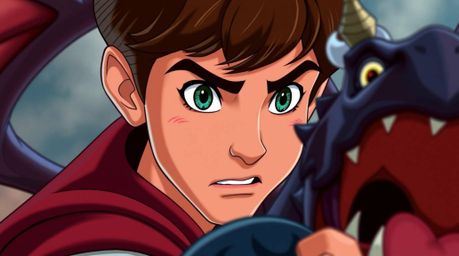 A captivating close-up showcases a charming prince, rosy-cheeked and determined, locked in fierce battle with a dragon.  Rend