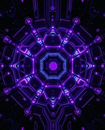 Explore a bird's-eye view of a futuristic digital interface, intricately designed with geometric patterns and shimmering holo
