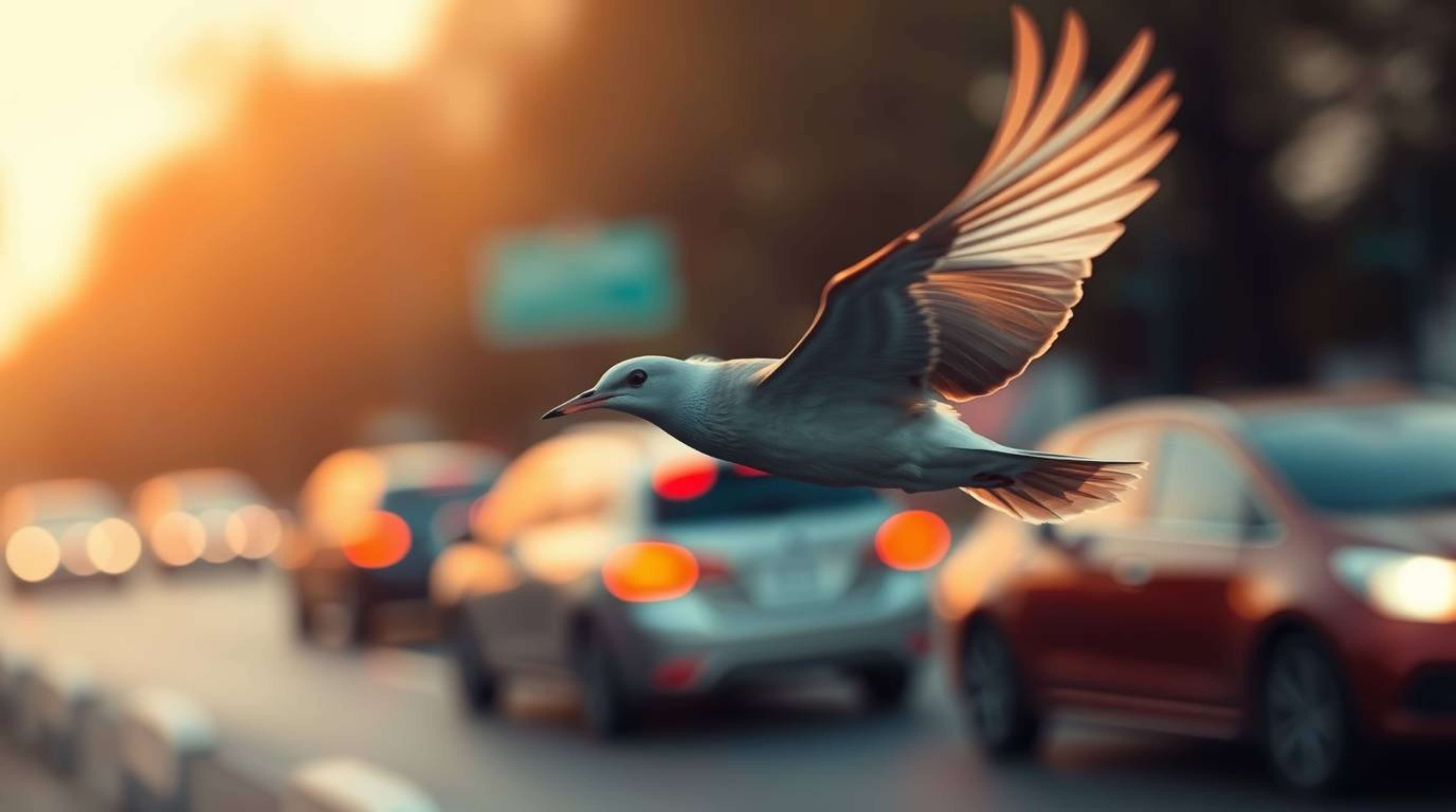 Witness the captivating sight of a graceful bird soaring through a dreamlike, ethereal environment, its refined features shar