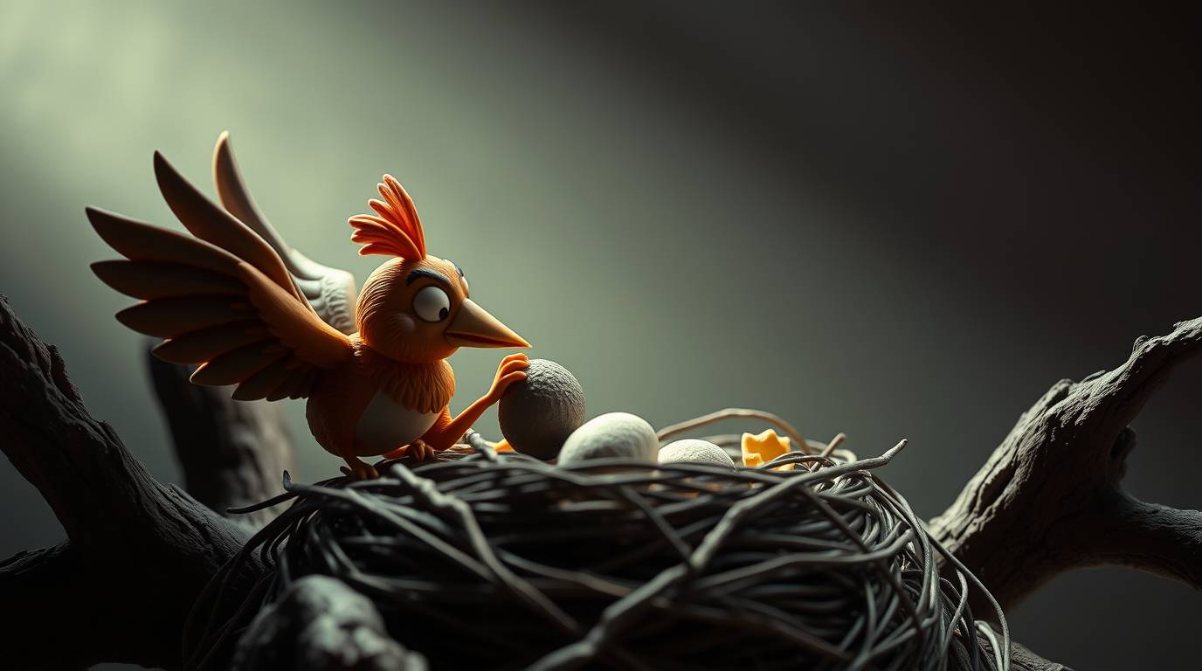 Witness the charming creation of a nest by two cartoon birds, brought to life through the artistry of sculptural clay animati