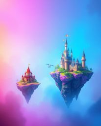 Explore a vibrant kingdom rendered with soft cinematic haze and contrasting complementary colors. This digital painting showc