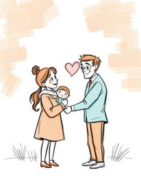 Capture the warmth and love of a family reunion with this hand-drawn sketch in Pixar style, featuring a delightful blend of w