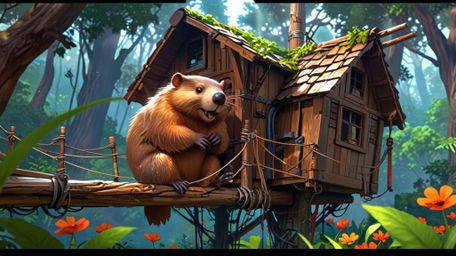 In a beautifully rendered scene combining the emotional depth of Pixar with stylistic notes of anime, a kind beaver has finis