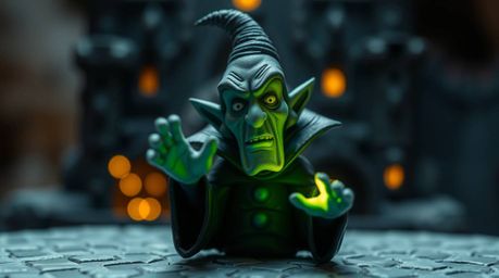 This image features sculptural clay art with a blurred bokeh effect and glowing bioluminescent colors. A classic Disney villa