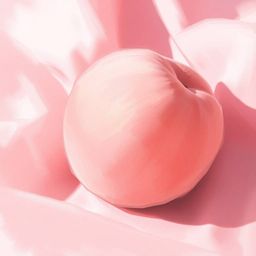 Immerse yourself in a dynamic digital sketch featuring a close-up, ASMR-inducing image of a soft, blushing pink peach resting