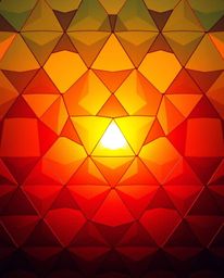 This image showcases a captivating seamless geometric pattern composed of hexagons and triangles, rendered in a vibrant neon 