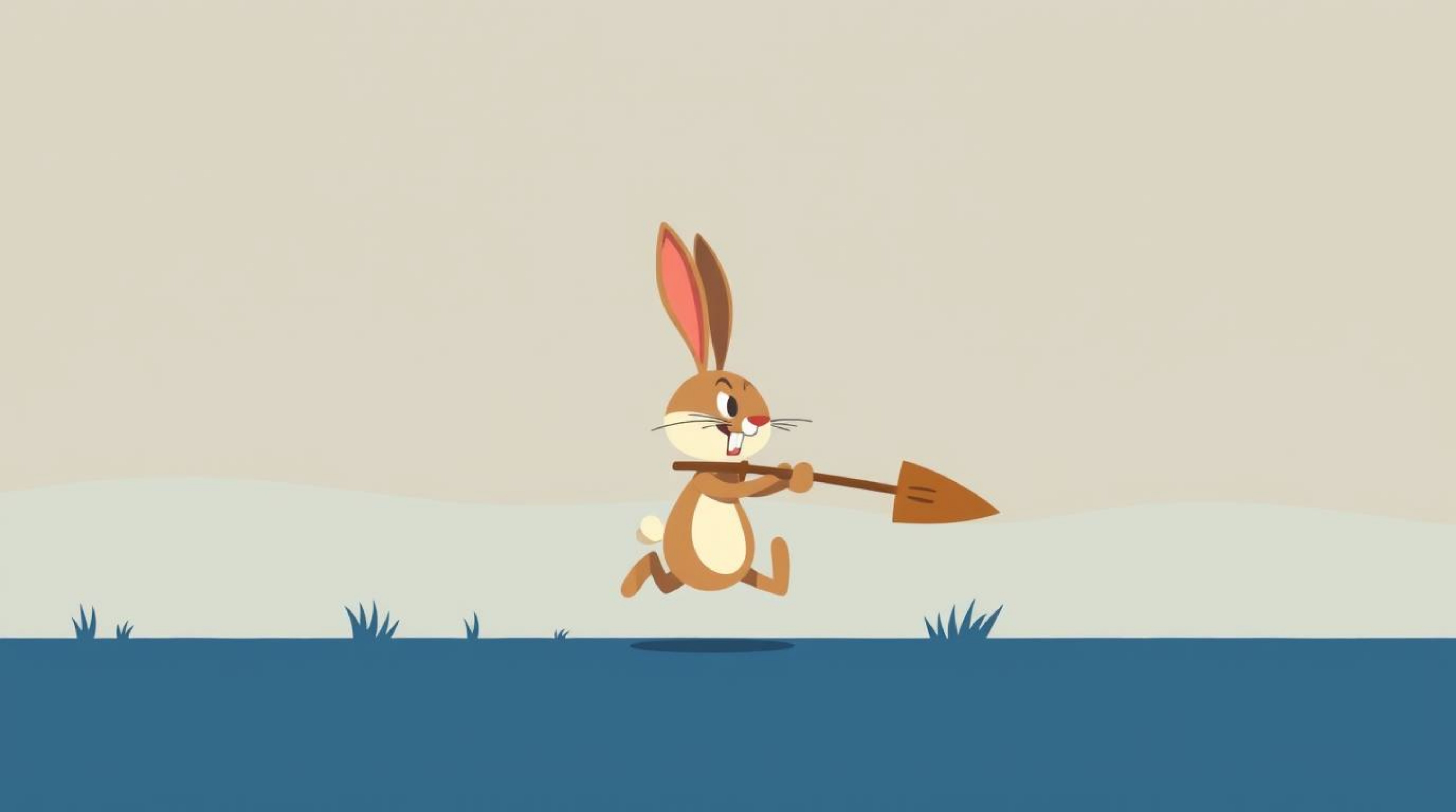 This captivating image features a wacky rabbit, rendered in a modern flat design with seamless color blending and a smooth gr