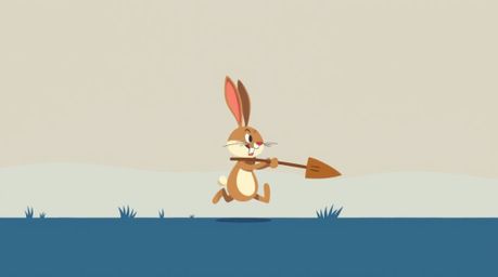 This captivating image features a wacky rabbit, rendered in a modern flat design with seamless color blending and a smooth gr