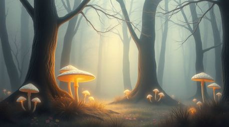 Immerse yourself in the gentle, soothing atmosphere of a vintage-style enchanted forest. This pastel painting features glowin
