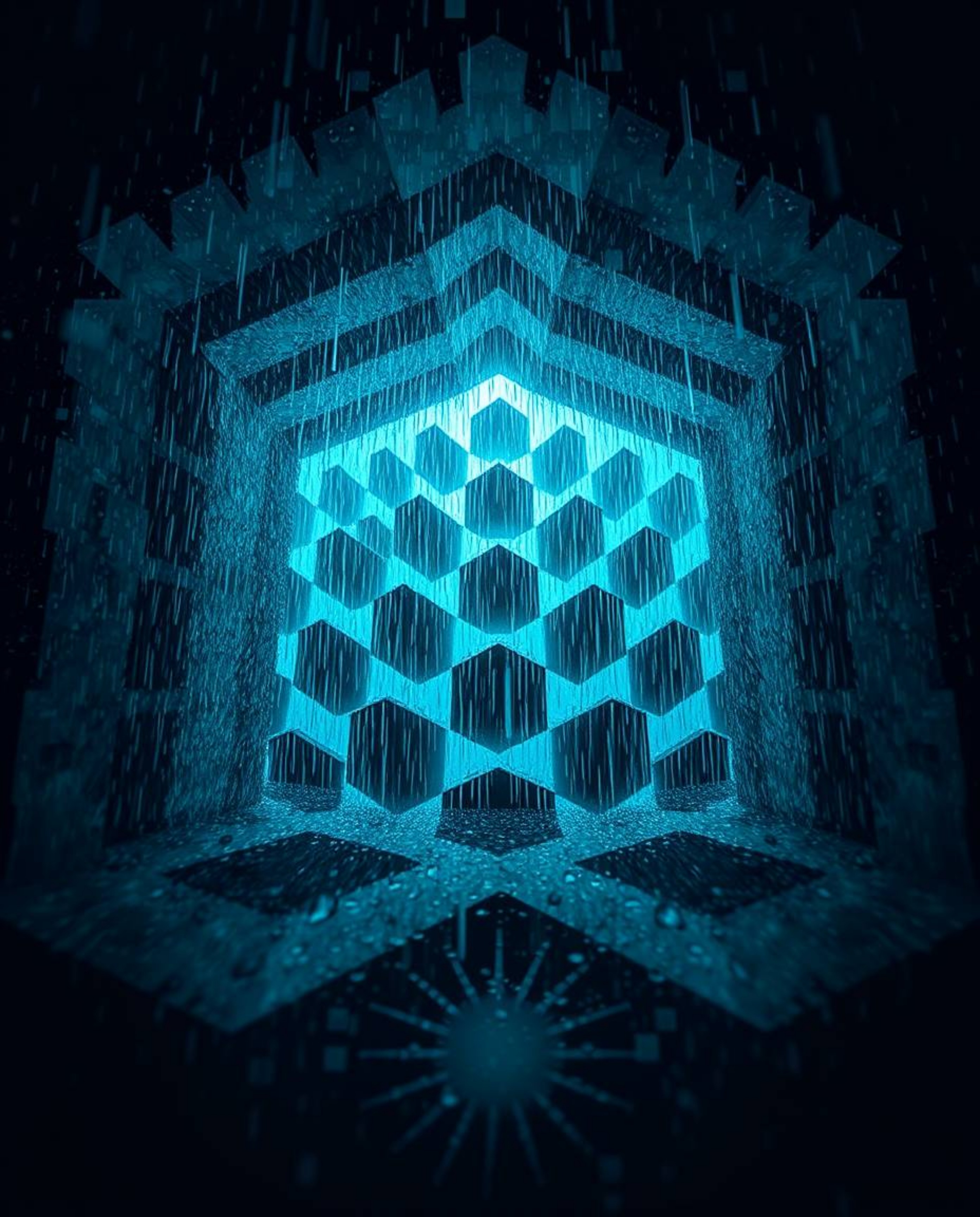 Experience the mesmerizing fusion of art and reality with this image showcasing a repetitive cube pattern in Escher-style imp