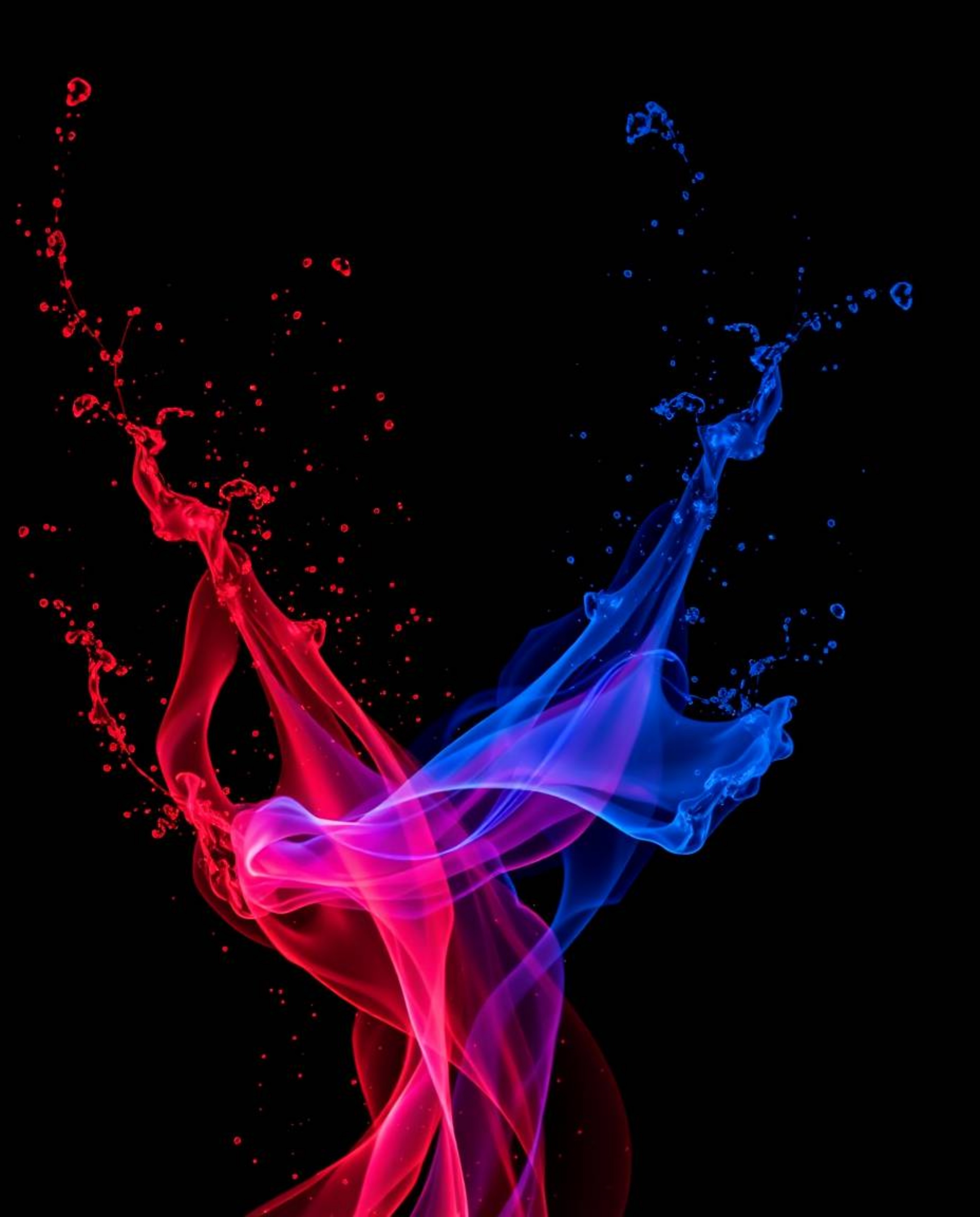 Explore captivating creative light art featuring rich burgundy and deep blue hues, with dynamic colorful splashes set against