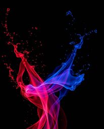 Explore captivating creative light art featuring rich burgundy and deep blue hues, with dynamic colorful splashes set against