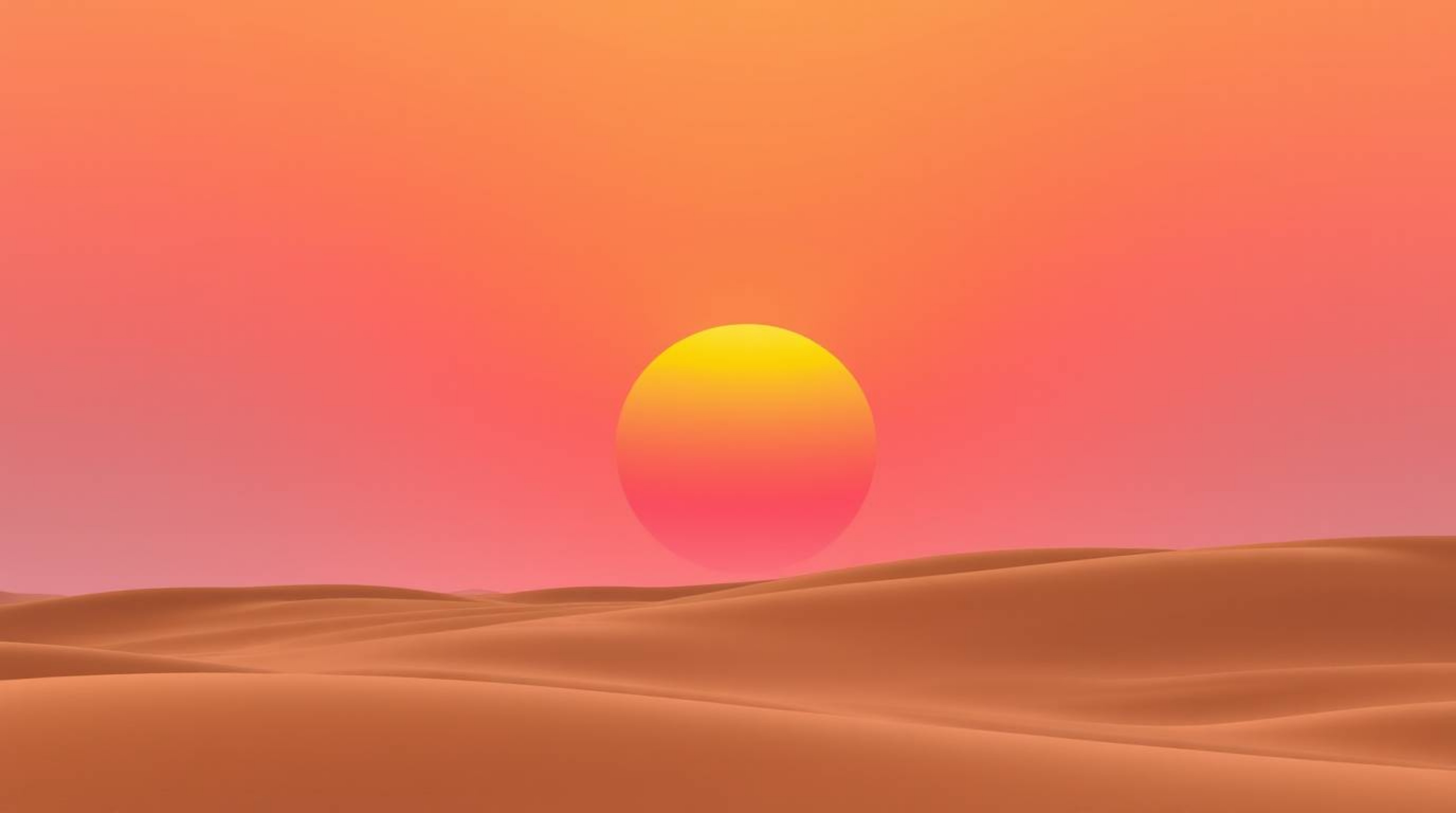 A breathtaking image showcasing a smooth gradient transition of a sunset over golden desert dunes.  The seamless color blendi