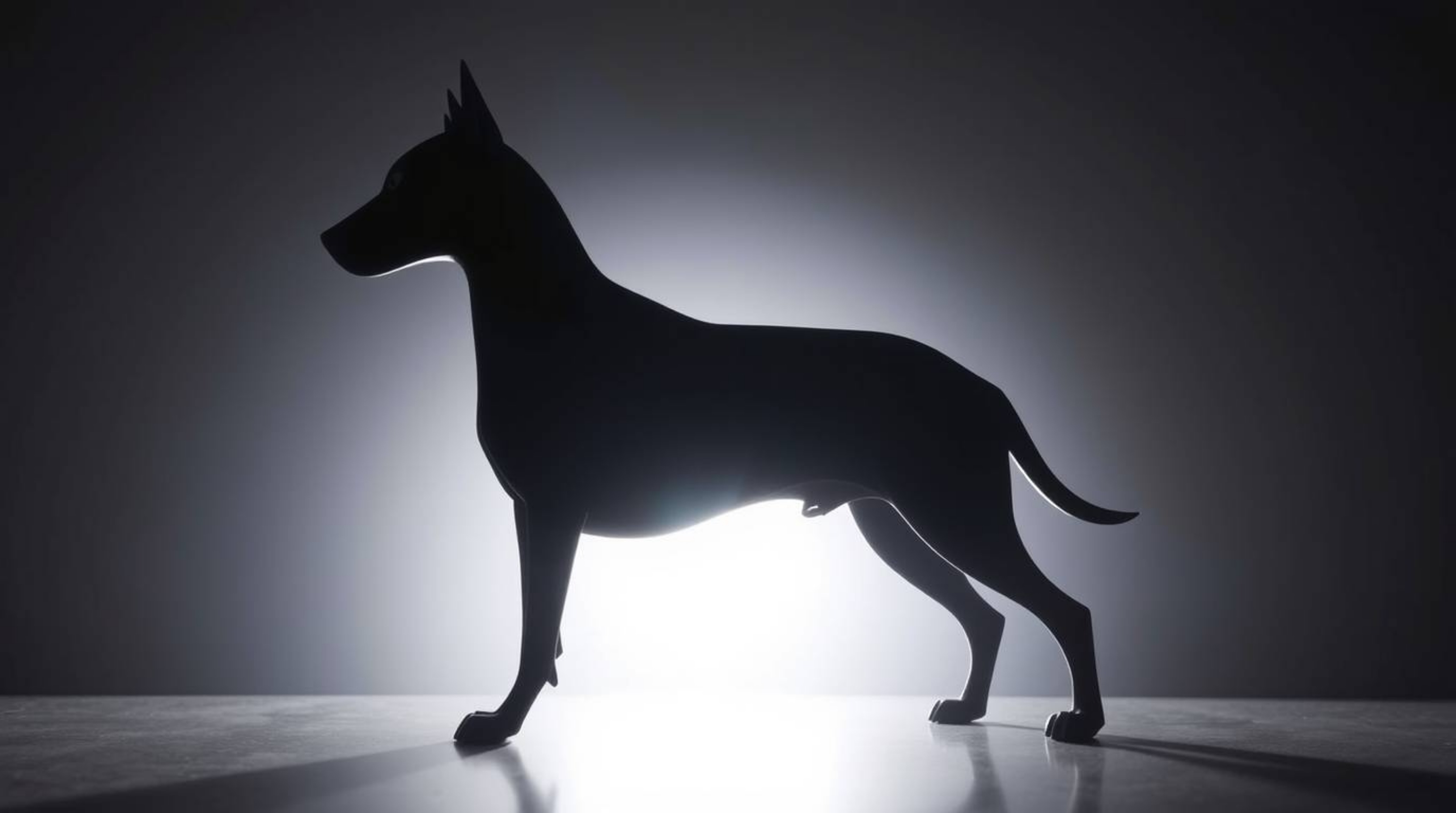 Explore a stunning vision of the future with a graceful and elegant dog silhouetted against the backdrop of space. This capti