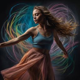 This chalk pastel portrait captures a dancer in fluid motion, rendered with soft, blurred lines and a striking palette of vib