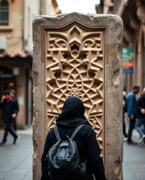 Capturing the essence of Islamic geometric art through a candid street photography lens. This series blends intricate stone c